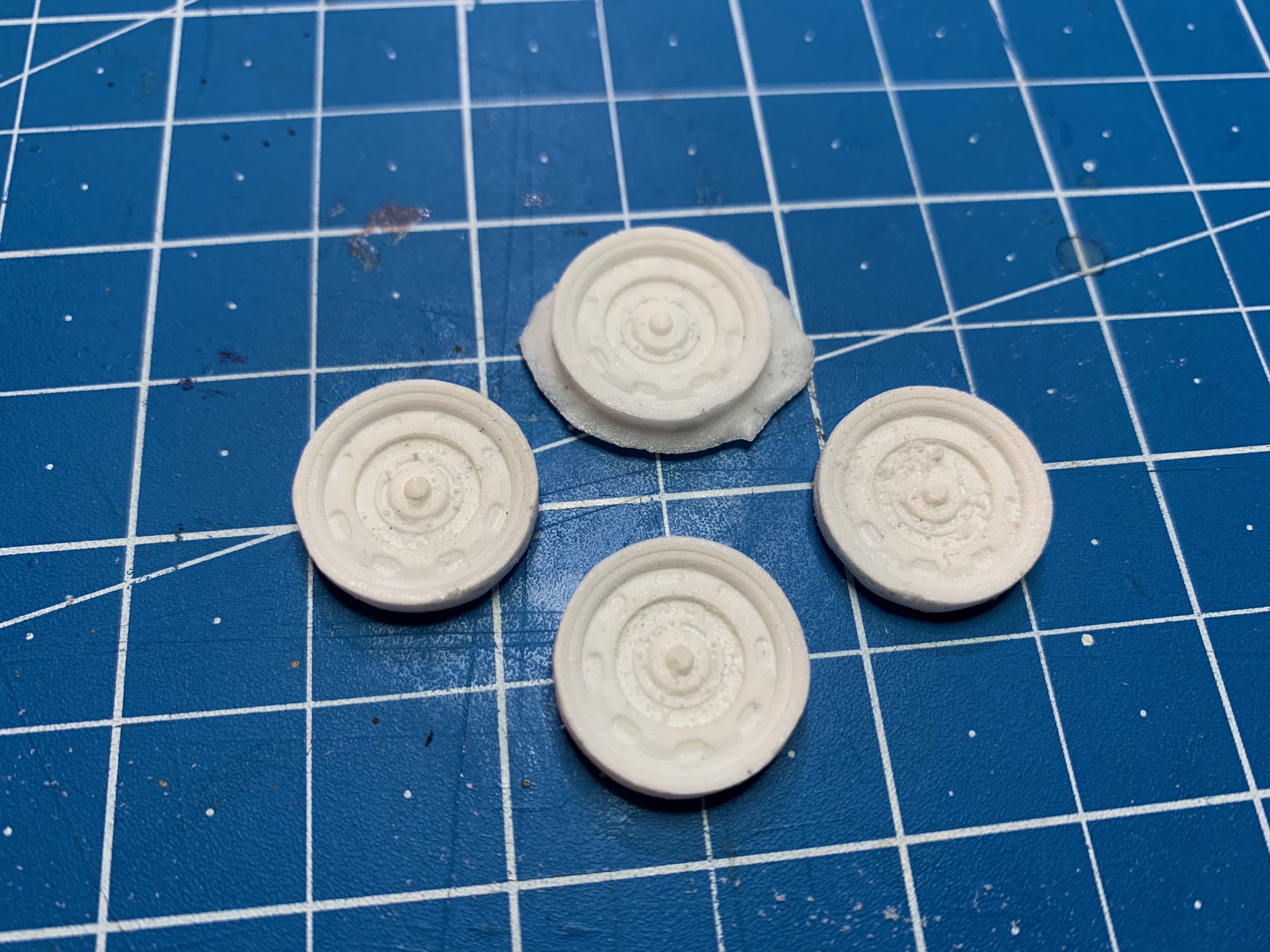 New wheel rims cast using the original Herbie kit as the pattern